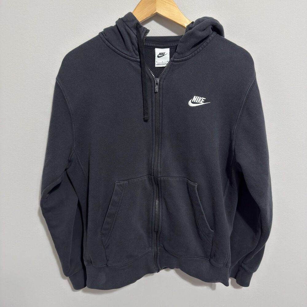 Nike Sportswear Club Fleece Hoodie Mens Small Black Soft Stretch Comfort Zip Up